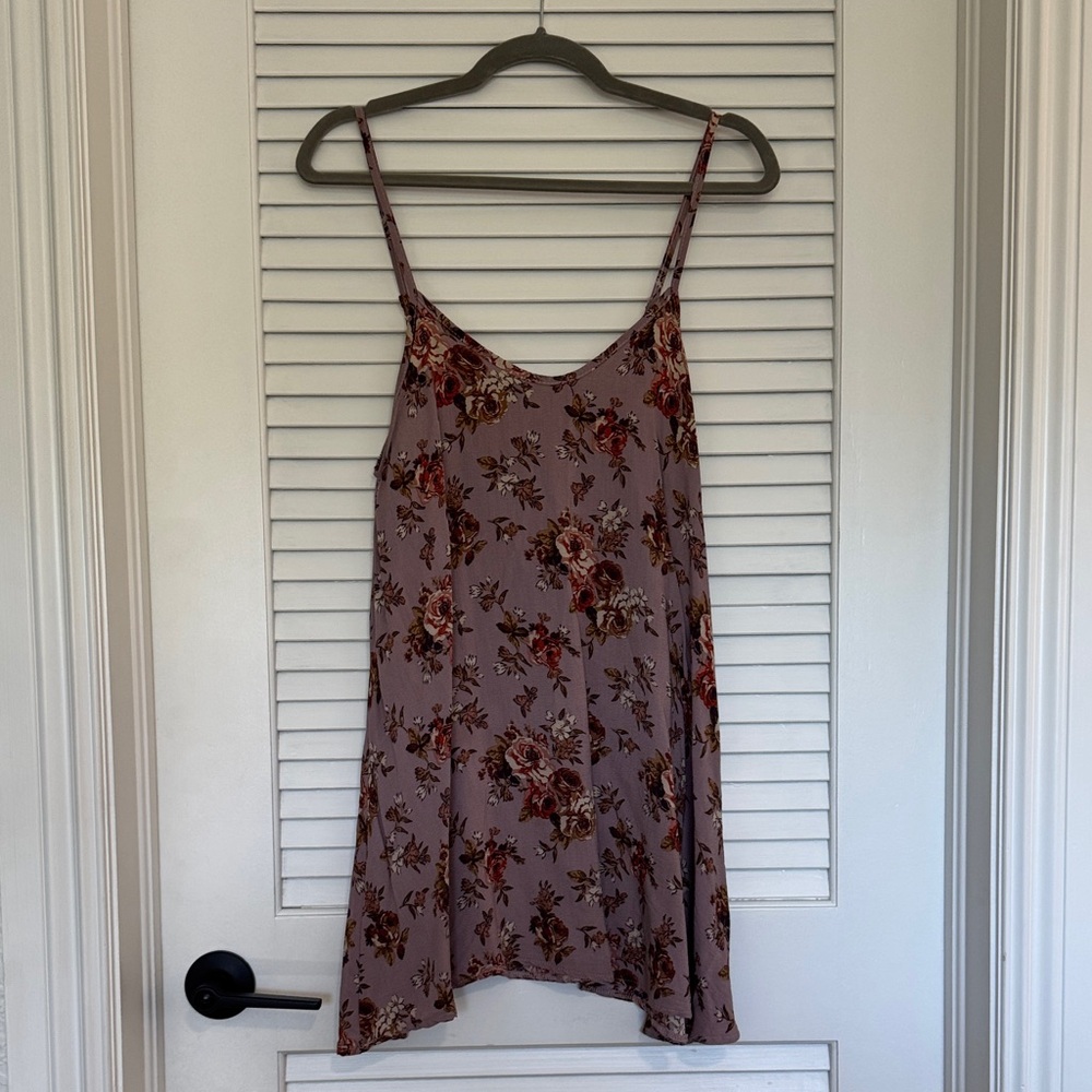 Floral Slip Dress in Mauve with Spaghetti Straps